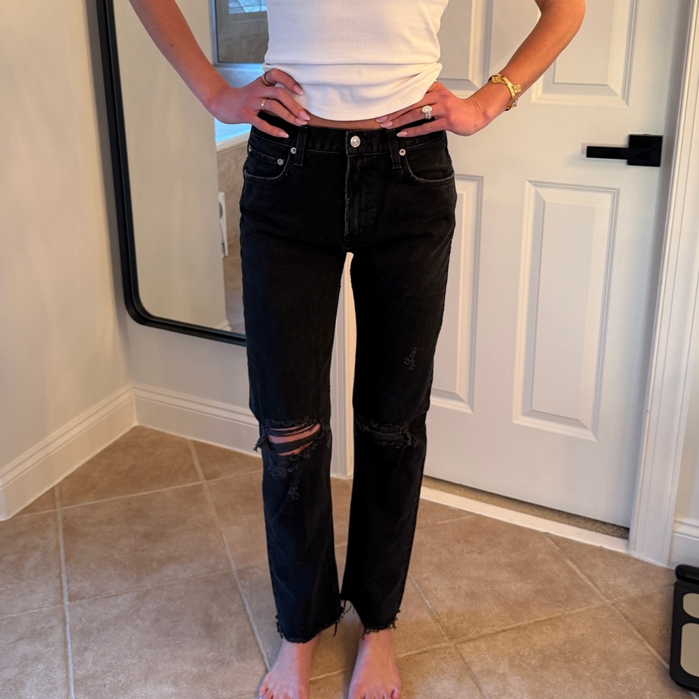 AGOLDE Black Distressed Jeans